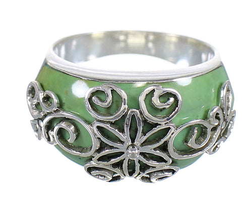 Southwestern Turquoise Sterling Silver Ring Size 5-1/4 RX81197